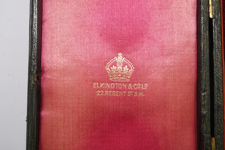 An unnamed Edward VII Imperial Service Order in Elkington case. Condition - fair to good.